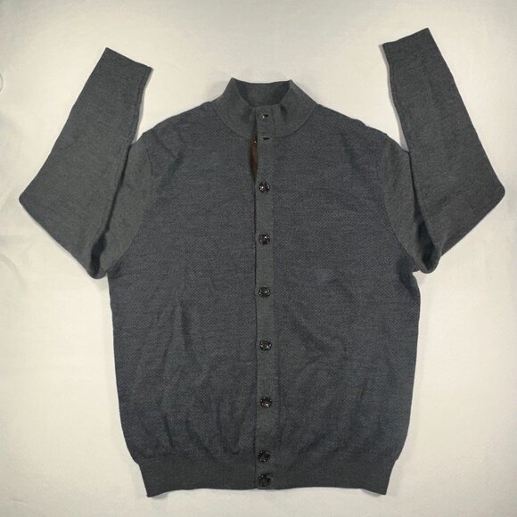 Turtleson - 100% Extra Fine Merino Wool Cardigan Sweater Blue Button Up Medium - Picture 6 of 14